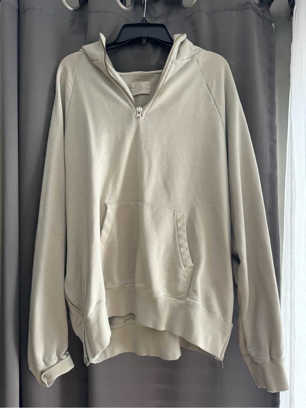 FEAR OF GOD Light Beige Half-Zip Hoodie